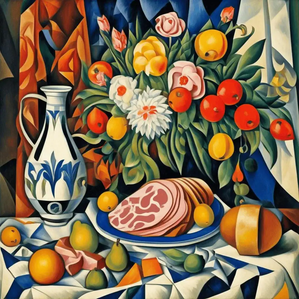 Still life with ham – Natalia Goncharova