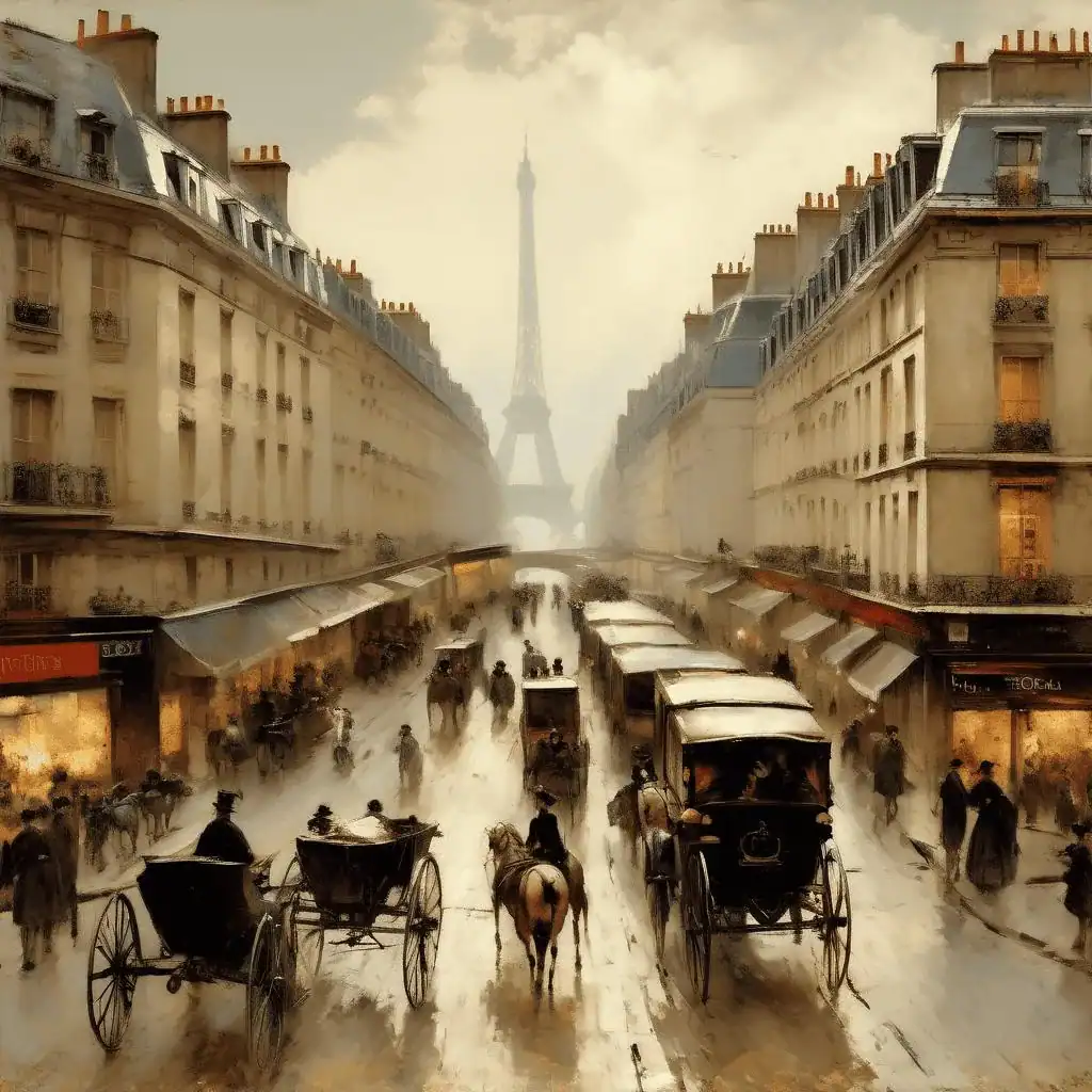 Rue de Paris with Carriages – Giuseppe de Nittis